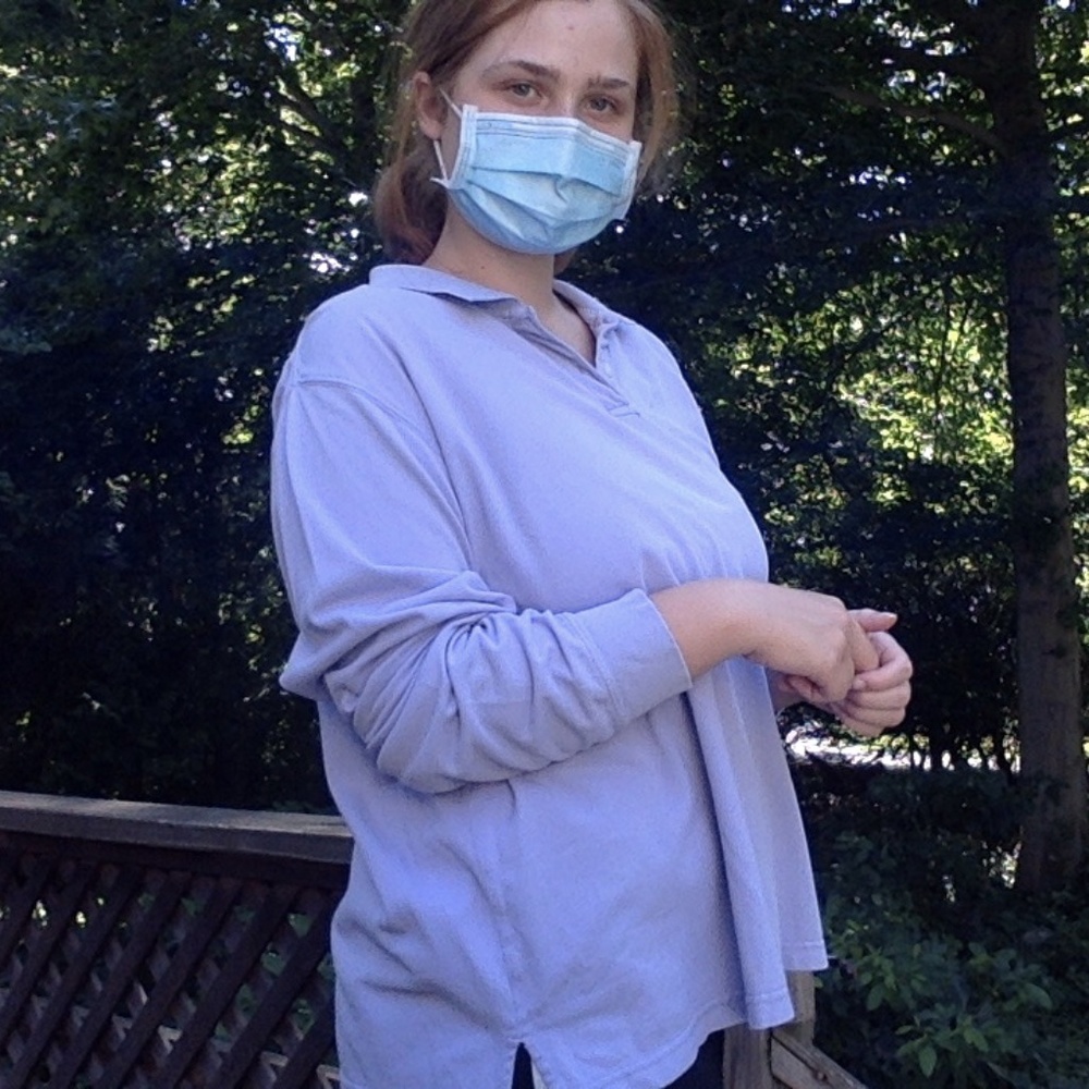 Purple long-sleeved collared shirt